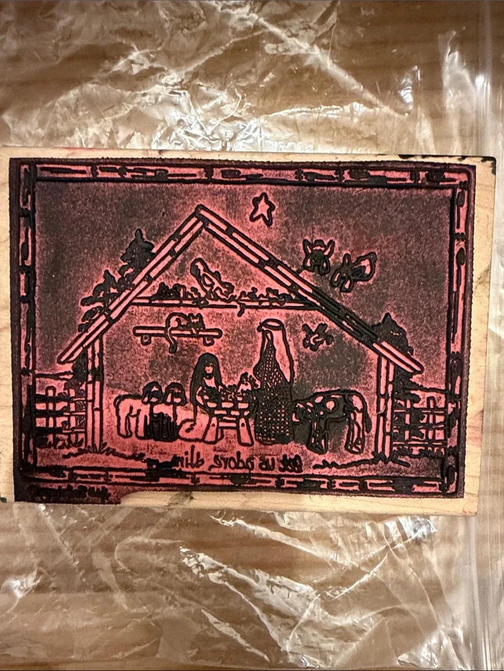 Holiday Rubber Stamp Set - Peace on Earth, Nativity, Snowman
